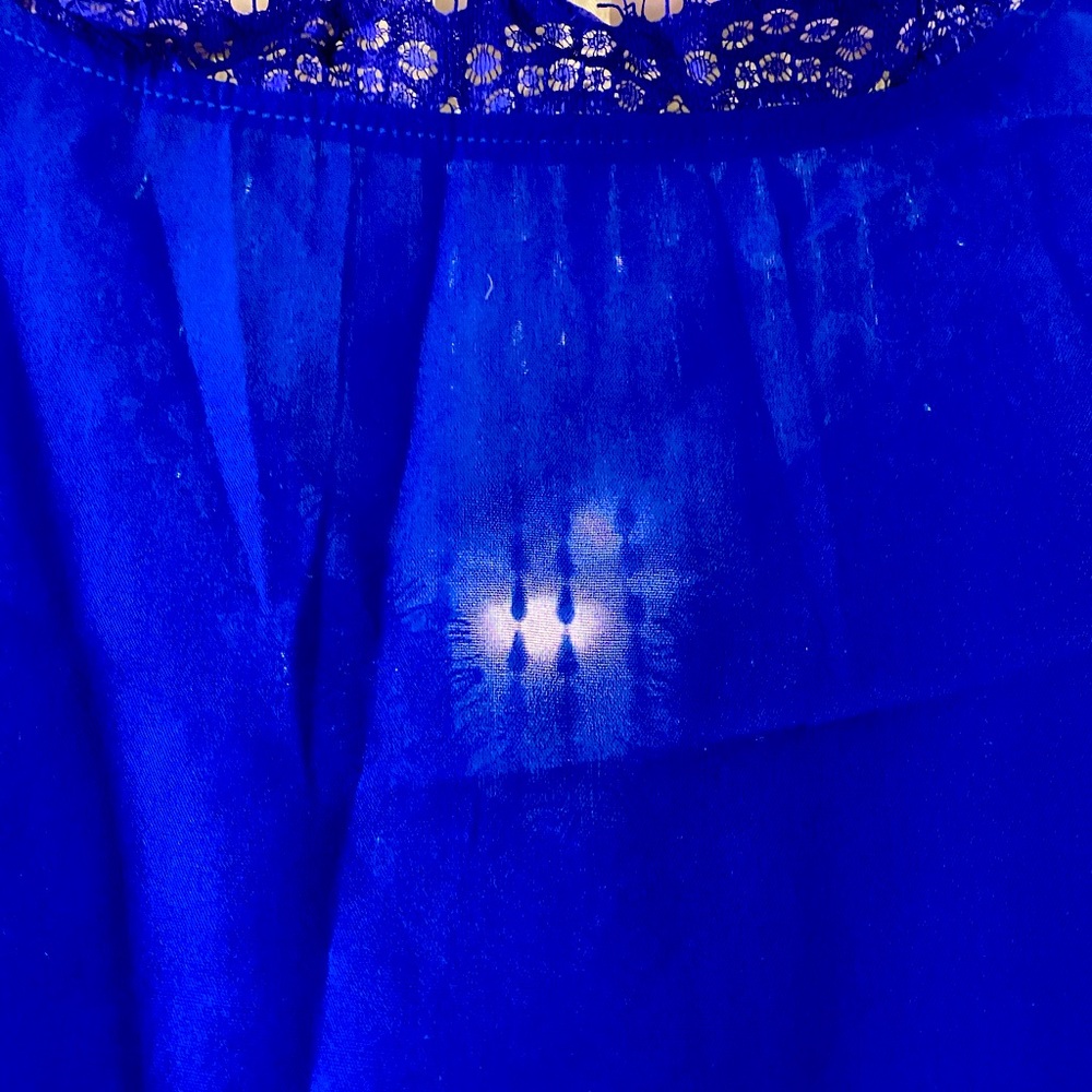 LACE BLUE BLOUSE NWOT - Picture 2 of 4